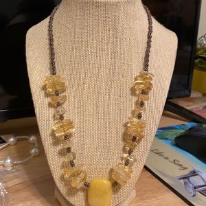 Citrine yellow jade and copper one of a kind necklace perfect for any woman